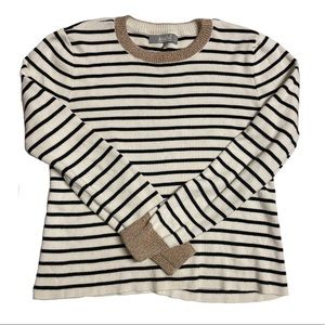 Marled Black and White Stripe Sweater with Gold